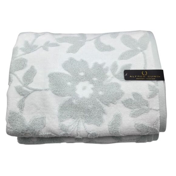 Alfred Sung‎ Designer 6pc Wan Blue Floral Cotton Bath Towel Set 2Bath 2Hand 2Tip - Picture 4 of 15